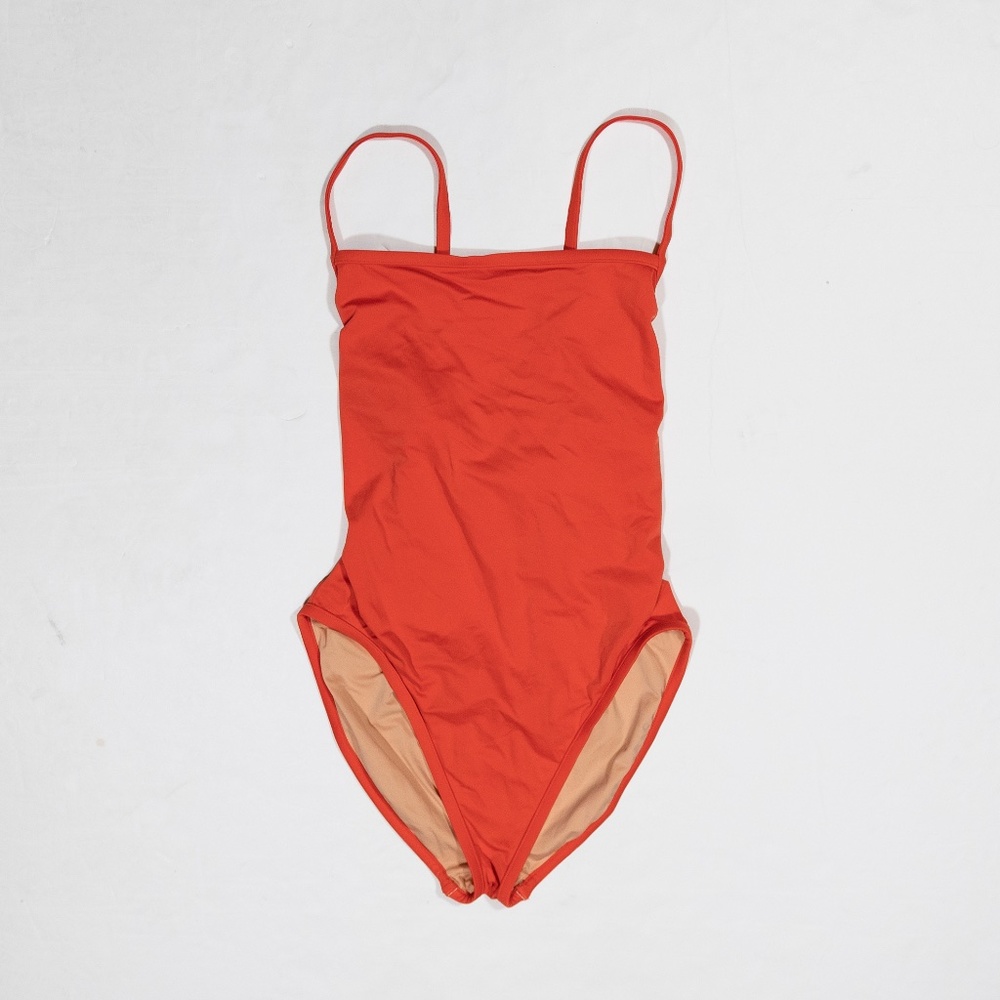 NEW Madewell Second Wave Straight One Piece Bathing Suit Swimsuit Orange M